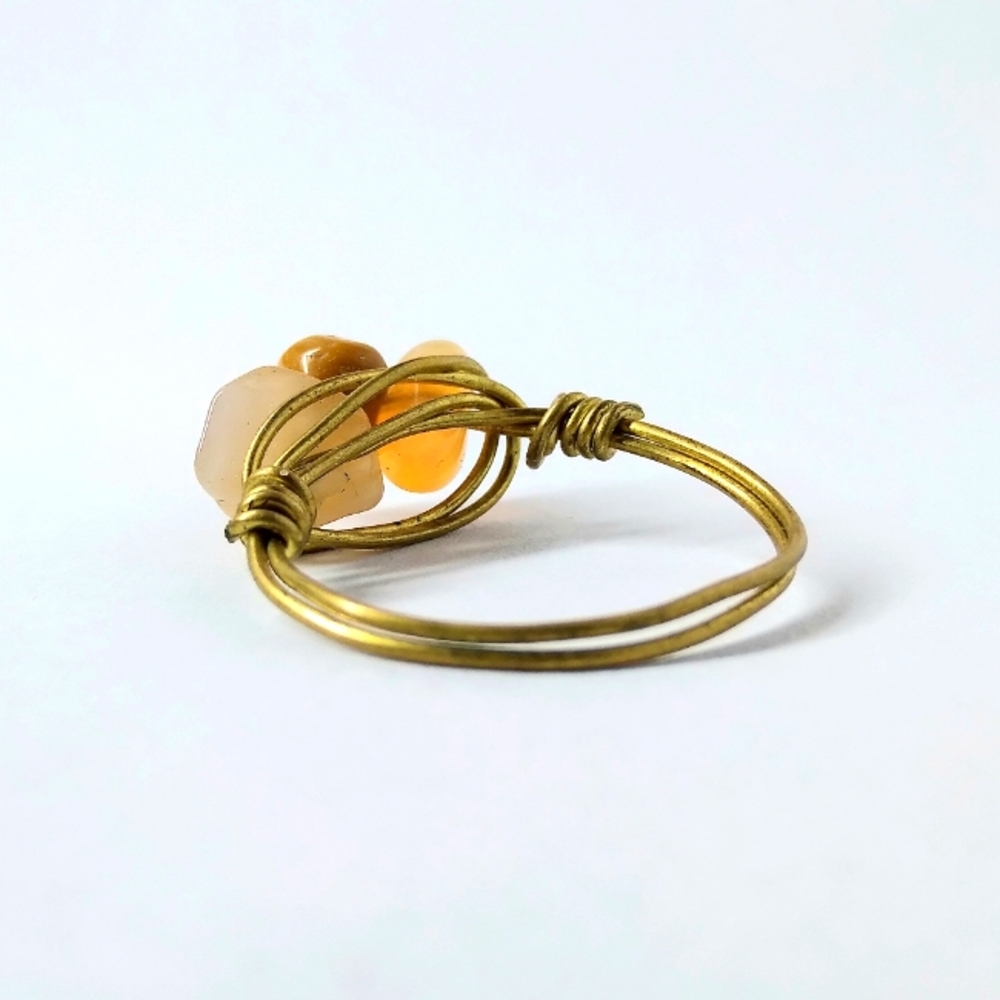 Beautiful Earthy Gems Handmade Twisted Gold Ring Size 9.25 **read description**